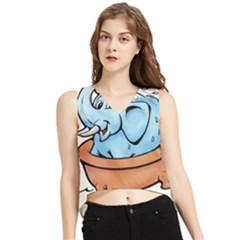 Elephant Bad Shower V-neck Cropped Tank Top by Amaryn4rt