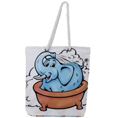 Elephant Bad Shower Full Print Rope Handle Tote (large) by Amaryn4rt