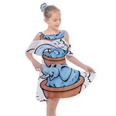 Elephant Bad Shower Kids  Shoulder Cutout Chiffon Dress by Amaryn4rt
