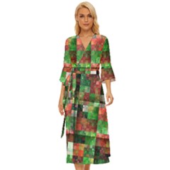 Paper Background Color Graphics Midsummer Wrap Dress