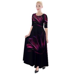 Purple Flower Pattern-design-abstract-background Half Sleeves Maxi Dress