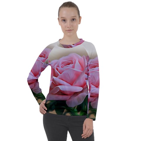 Rose Pink Flowers Pink Saturday Women s Long Sleeve Raglan T-shirt by Amaryn4rt