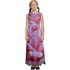 Rose Pink Flowers Pink Saturday Kids  Satin Sleeveless Maxi Dress by Amaryn4rt