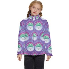 Background Floral Pattern Purple Kids  Puffer Bubble Jacket Coat by Amaryn4rt