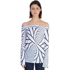 Fractal Symmetry Pattern Network Off Shoulder Long Sleeve Top by Amaryn4rt