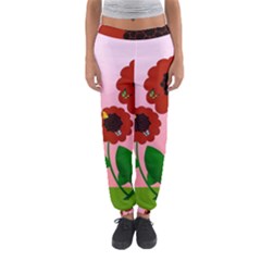 Flowers Butterflies Red Flowers Women s Jogger Sweatpants by Sarkoni