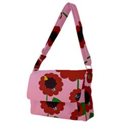 Flowers Butterflies Red Flowers Full Print Messenger Bag (s) by Sarkoni