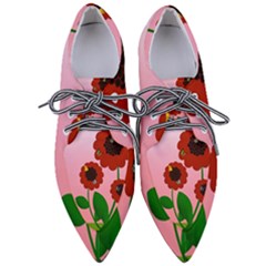Flowers Butterflies Red Flowers Pointed Oxford Shoes