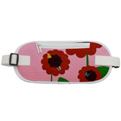 Flowers Butterflies Red Flowers Rounded Waist Pouch