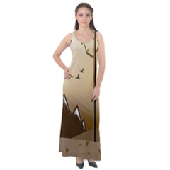 Landscape Trees Wallpaper Mountains Sleeveless Velour Maxi Dress