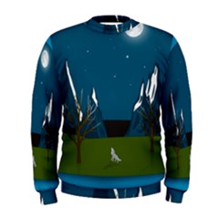 Vector Graphic Mountains Snow Wolf Men s Sweatshirt