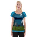 Vector Graphic Mountains Snow Wolf Cap Sleeve Top View1