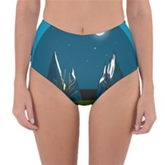 Vector Graphic Mountains Snow Wolf Reversible High-Waist Bikini Bottoms