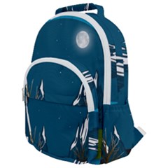 Vector Graphic Mountains Snow Wolf Rounded Multi Pocket Backpack