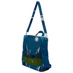 Vector Graphic Mountains Snow Wolf Crossbody Backpack