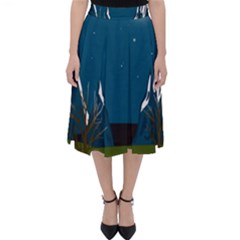 Vector Graphic Mountains Snow Wolf Classic Midi Skirt