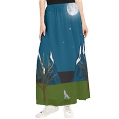 Vector Graphic Mountains Snow Wolf Maxi Chiffon Skirt