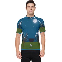 Vector Graphic Mountains Snow Wolf Men s Short Sleeve Rash Guard