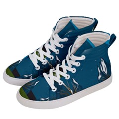 Vector Graphic Mountains Snow Wolf Men s Hi-Top Skate Sneakers