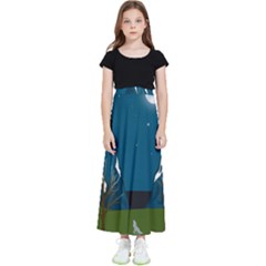 Vector Graphic Mountains Snow Wolf Kids  Flared Maxi Skirt