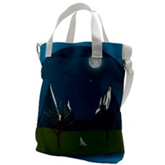 Vector Graphic Mountains Snow Wolf Canvas Messenger Bag