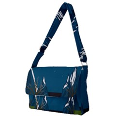 Vector Graphic Mountains Snow Wolf Full Print Messenger Bag (S)