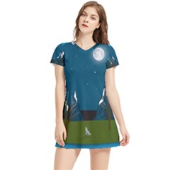 Vector Graphic Mountains Snow Wolf Women s Sports Skirt