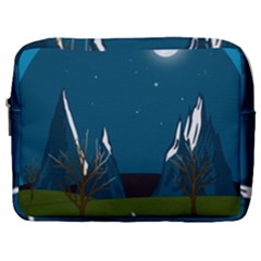 Vector Graphic Mountains Snow Wolf Make Up Pouch (Large)
