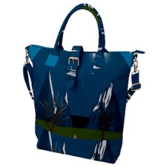 Vector Graphic Mountains Snow Wolf Buckle Top Tote Bag