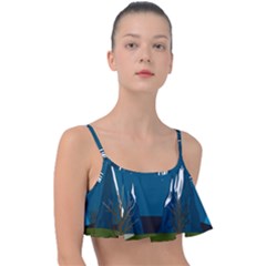 Vector Graphic Mountains Snow Wolf Frill Bikini Top