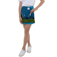 Vector Graphic Mountains Snow Wolf Kids  Tennis Skirt