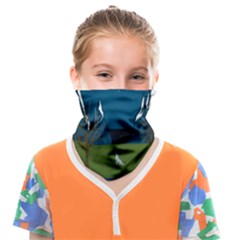 Vector Graphic Mountains Snow Wolf Face Covering Bandana (Kids)