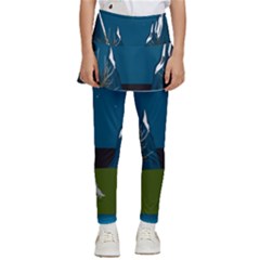 Vector Graphic Mountains Snow Wolf Kids  Skirted Pants