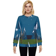 Vector Graphic Mountains Snow Wolf Hidden Pocket Sweatshirt