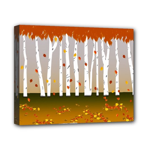 Birch Trees Fall Autumn Leaves Canvas 10  X 8  (stretched)