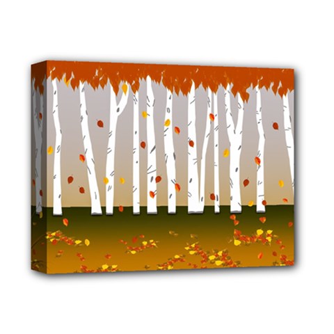 Birch Trees Fall Autumn Leaves Deluxe Canvas 14  X 11  (stretched)