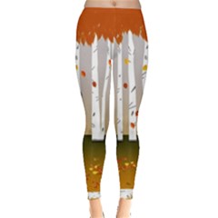 Birch Trees Fall Autumn Leaves Everyday Leggings  by Sarkoni