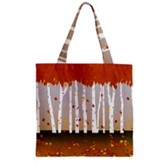 Birch Trees Fall Autumn Leaves Zipper Grocery Tote Bag