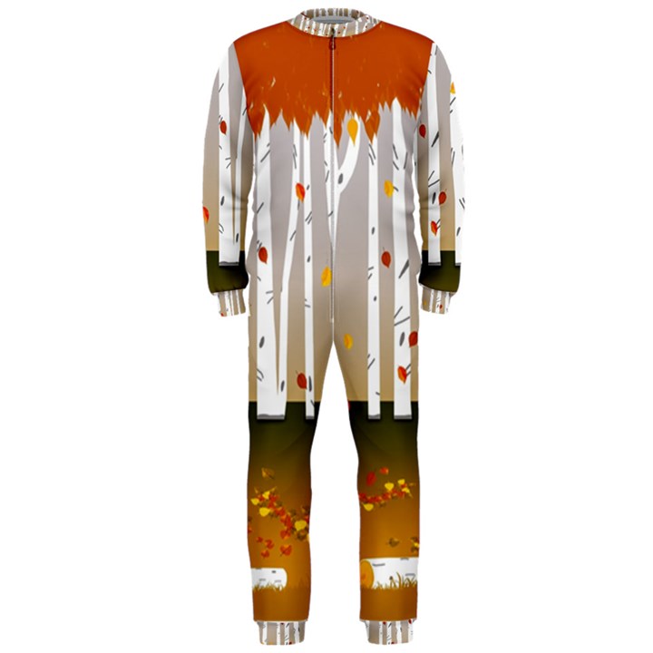 Birch Trees Fall Autumn Leaves OnePiece Jumpsuit (Men)