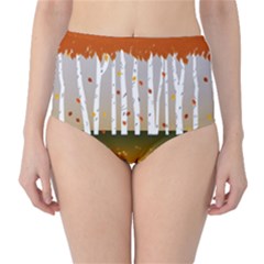 Birch Trees Fall Autumn Leaves Classic High-waist Bikini Bottoms