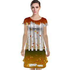 Birch Trees Fall Autumn Leaves Cap Sleeve Nightdress