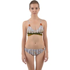 Birch Trees Fall Autumn Leaves Wrap Around Bikini Set by Sarkoni