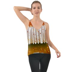 Birch Trees Fall Autumn Leaves Chiffon Cami by Sarkoni