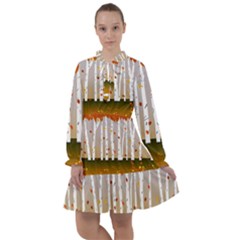 Birch Trees Fall Autumn Leaves All Frills Chiffon Dress