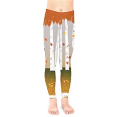 Birch Trees Fall Autumn Leaves Kids  Classic Winter Leggings by Sarkoni