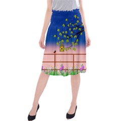 Vector Graphic Illustration Wallpaper Midi Beach Skirt