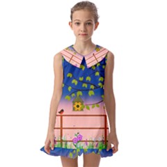 Vector Graphic Illustration Wallpaper Kids  Pilgrim Collar Ruffle Hem Dress by Sarkoni