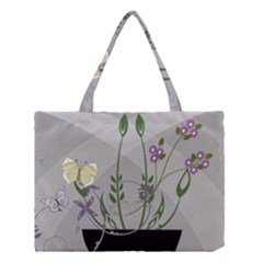 Flower Butterfly Pot Medium Tote Bag