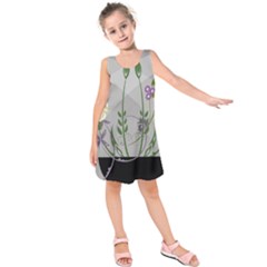 Flower Butterfly Pot Kids  Sleeveless Dress