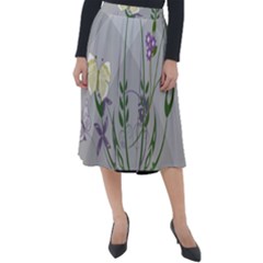 Flower Butterfly Pot Classic Velour Midi Skirt  by Sarkoni